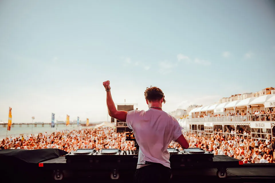 Concert crowd enjoying music on Brighton Beach
